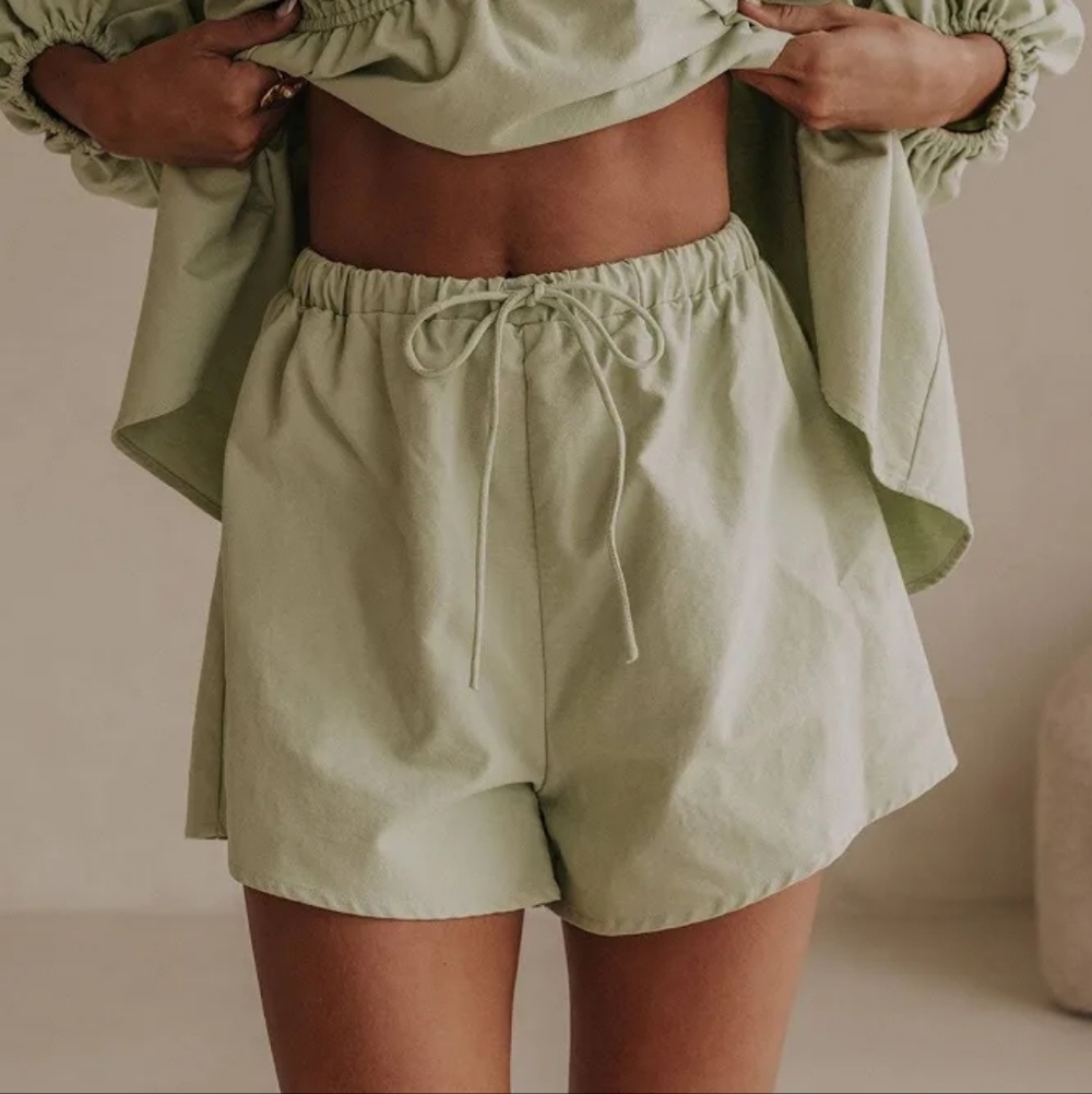 NWOT SABO Sage Akel Drawstring Cotton Shorts